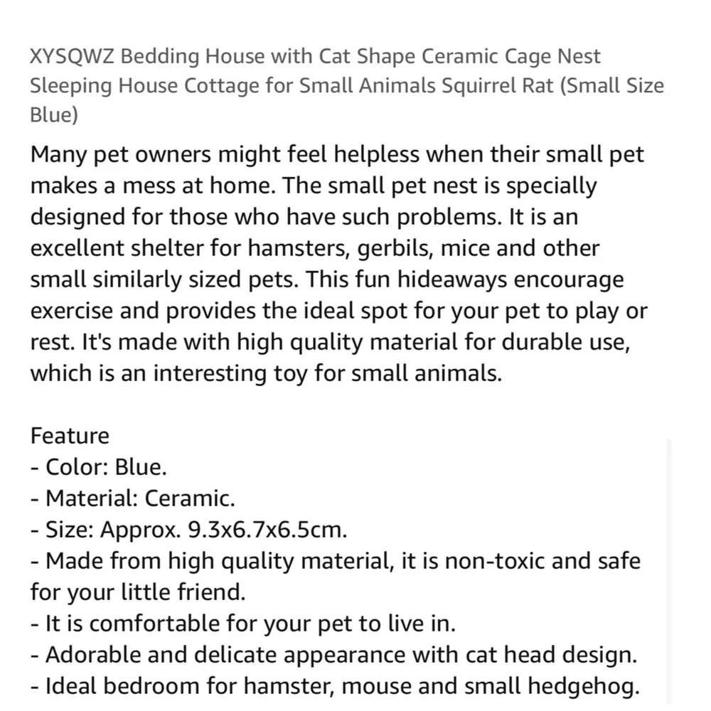 Cat Shaped Bedding House for Small Animals
